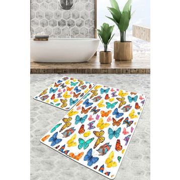 Chilai Home Butterfly Valley Djt 2'li Set Banyo Paspası Kaymaz Tabanlı Banyo Halısı Klozet Takımı