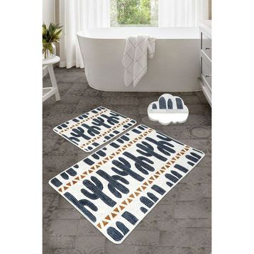 Chilai Home Cactus Time Djt 2'li Set Kaymaz Tabanlı Banyo Halısı