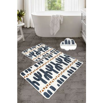 Chilai Home Cactus Time Djt 2'li Set Kaymaz Tabanlı Banyo Halısı
