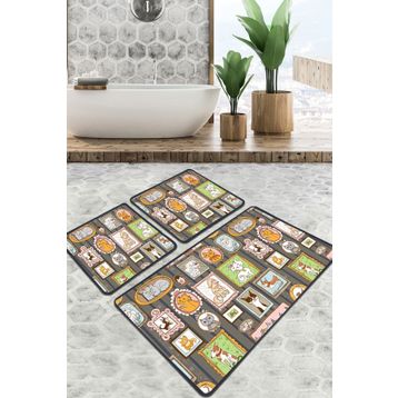 Chilai Home Callatte Djt 3'lü Set Banyo Paspası Kaymaz Tabanlı Banyo Halısı Klozet Takımı