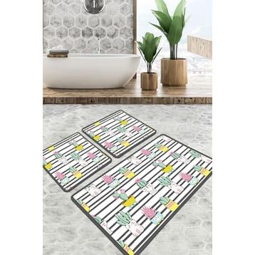 Chilai Home Catinus Cactus Djt 3'lü Set Banyo Halısı