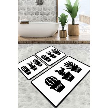 Chilai Home Cereus Djt 3'lü Set Banyo Paspası Kaymaz Tabanlı Banyo Halısı Klozet Takımı