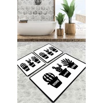 Chilai Home Cereus Djt 3'lü Set Banyo Paspası Kaymaz Tabanlı Banyo Halısı Klozet Takımı