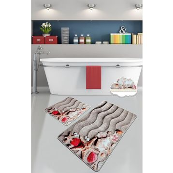 Chilai Home Coast 2'li Set Paspas Yıkanabilir Kaymaz Taban Banyo Halısı Klozet Takımı