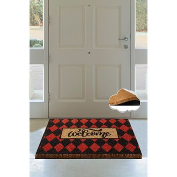 Chilai Home Coco Plaid Red Doğal Koko Kıl Kapı Önü Paspası