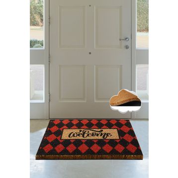Chilai Home Coco Plaid Red Doğal Koko Kıl Kapı Önü Paspası