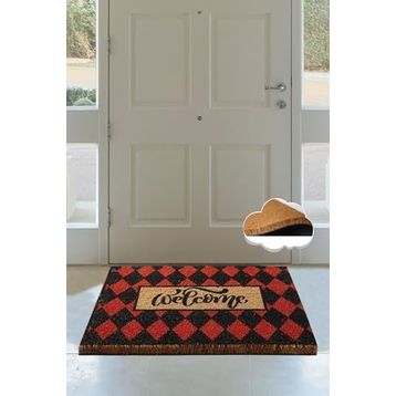 Chilai Home Coco Plaid Red Doğal Koko Kıl Kapı Önü Paspası