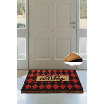 Chilai Home Coco Plaid Red Doğal Koko Kıl Kapı Önü Paspası