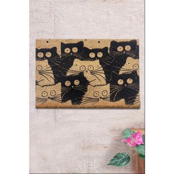 Chilai Home Coco White Cats 40x60 cm Doğal Koko Kıl Paspas