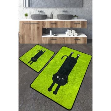 Chilai Home Comfort Yeşil Djt 2'li Set Yıkanabilir Kaymaz Taban Banyo Halısı
