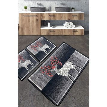 Chilai Home Elafa Djt 3'lü Set Yıkanabilir Kaymaz Taban Banyo Halısı