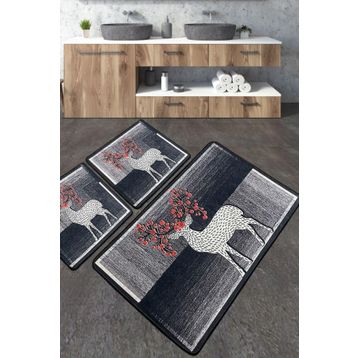 Chilai Home Elafa Djt 3'lü Set Yıkanabilir Kaymaz Taban Banyo Halısı