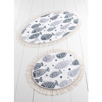 Chilai Home Fish Whıte Djt 2 Li Set Banyo Halısı
