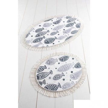 Chilai Home Fish Whıte Djt 2 Li Set Banyo Halısı