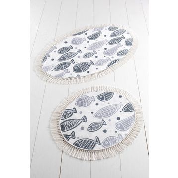 Chilai Home Fish Whıte Djt 2 Li Set Banyo Halısı