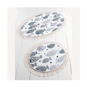 Chilai Home Fish Whıte Djt 2 Li Set Banyo Halısı