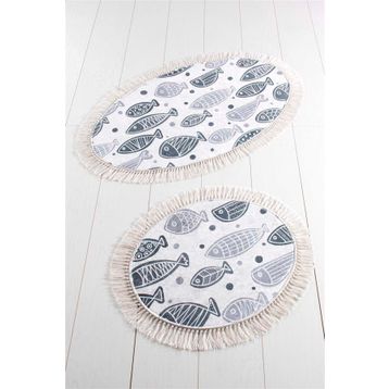 Chilai Home Fish Whıte Djt 2 Li Set Banyo Halısı