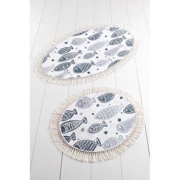 Chilai Home Fish Whıte Djt 2 Li Set Banyo Halısı