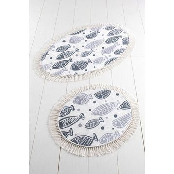 Chilai Home Fish Whıte Djt 2 Li Set Banyo Halısı