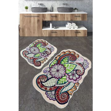 Chilai Home Forme Djt 2'li Set Yıkanabilir Kaymaz Taban Banyo Halısı