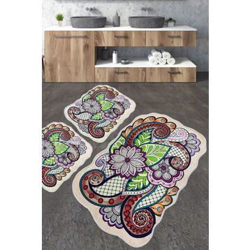 Chilai Home Forme Djt 3'lü Set Yıkanabilir Kaymaz Taban Banyo Halısı