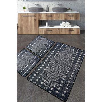 Chilai Home Geesle Djt 3'lü Set Yıkanabilir Kaymaz Taban Banyo Halısı