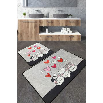Chilai Home Kitten Djt 2'li Set Yıkanabilir Kaymaz Taban Banyo Halısı