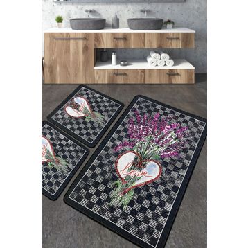 Chilai Home Levan Djt 3'lü Set Paspas Yıkanabilir Kaymaz Taban Banyo Halısı
