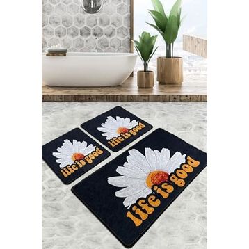 Chilai Home Life Is Good Djt 3'lü Set Banyo Paspası Kaymaz Tabanlı Banyo Halısı Klozet Takımı