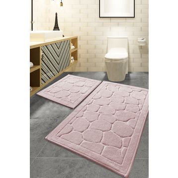 Chilai Home Lino Pudra Cotton 2'li 60x100 cm 50x60 cm Banyo Paspas Seti