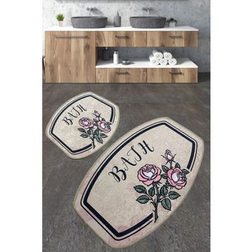 Chilai Home Mand Djt 2'li Set Paspas Yıkanabilir Kaymaz Taban Banyo Halısı