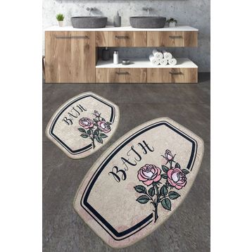 Chilai Home Mand Djt 2'li Set Paspas Yıkanabilir Kaymaz Taban Banyo Halısı