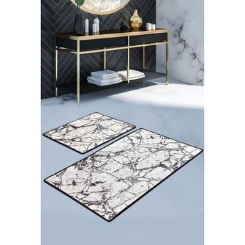 Chilai Home Marble Beyaz Djt 2'li Set Banyo Halısı
