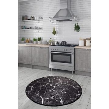 Chilai Home Marble Dekoratif Djt Çap Dekoratif Marka Yıkanabilir Kaymaz Taban 140x140 cm Halı
