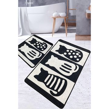 Chilai Home Meo Djt 2'li Set Paspas Yıkanabilir Kaymaz Taban Banyo Halısı