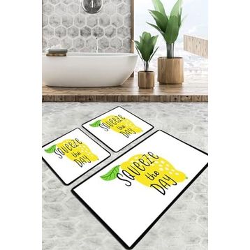 Chilai Home Mone Djt 3'lü Set Banyo Paspası Kaymaz Tabanlı Banyo Halısı Klozet Takımı