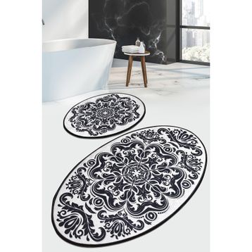 Chilai Home Motivas Black Djt 2'li Set Banyo Halısı Klozet Takımı