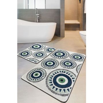 Chilai Home Occhio 2'li Set Djt Yıkanabilir Kaymaz Taban Banyo Halısı Klozet Takımı