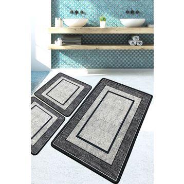 Chilai Home Patra Paspas Djt 3'lü Set Yıkanabilir Kaymaz Taban Banyo Halısı