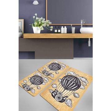 Chilai Home Propeller 3'lü Set Djt Kaymaz Tabanlı Banyo Halısı Klozet Takımı