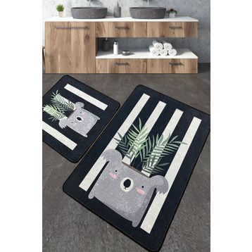Chilai Home Rovio Djt Yıkanabilir Kaymaz 2'li Set Banyo Halısı
