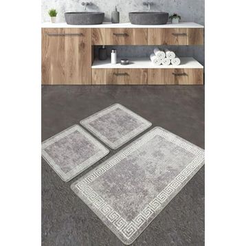 Chilai Home Silencio Banyo Halısı Djt 3'lü Set Banyo Paspası Kaymaz Tabanlı Klozet Takımı