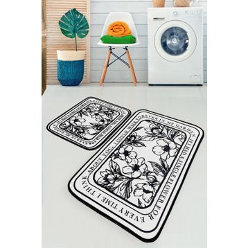 Chilai Home Singleflo 2'li Set Banyo Halısı Djtyıkanabilir Kaymaz Taban Paspas Klozet Takımı