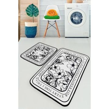 Chilai Home Singleflo 2'li Set Banyo Halısı Djtyıkanabilir Kaymaz Taban Paspas Klozet Takımı