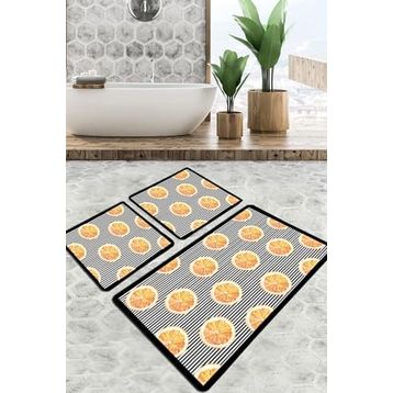 Chilai Home Tranche Banyo Halısı Djt 3'lü Set Banyo Paspası Kaymaz Tabanlı Klozet Takımı