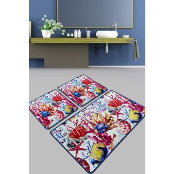 Chilai Home Under Banyo Halısı Djt 3'lü Set Banyo Paspası Kaymaz Tabanlı Klozet Takımı