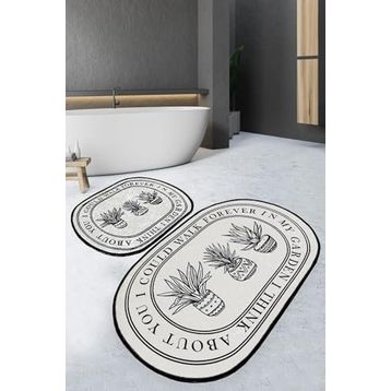 Chilai Home Walk 2'li Set Banyo Halısı Djtyıkanabilir Kaymaz Taban Paspas Klozet Takımı