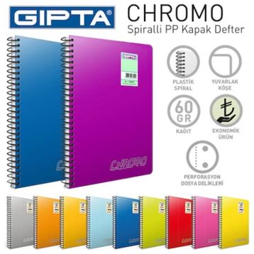 Chromo Plastik Kapak A4 60 Yaprak Çizgisiz Spiralli Defter
