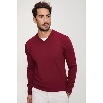 Chuba 20W151 Bordo V Yaka Triko Erkek Kazak