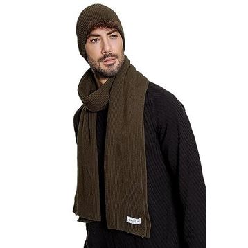 Chuba 22W850 Haki Selanik Örgü Triko Atkı Bere Takımı